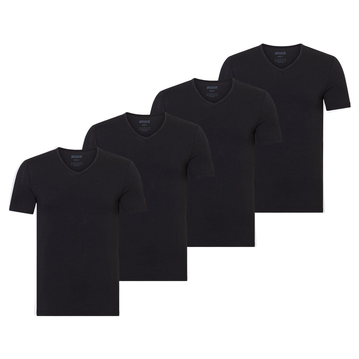 BOXR | Bamboe T-Shirt V-Neck 4-Pack Zwart