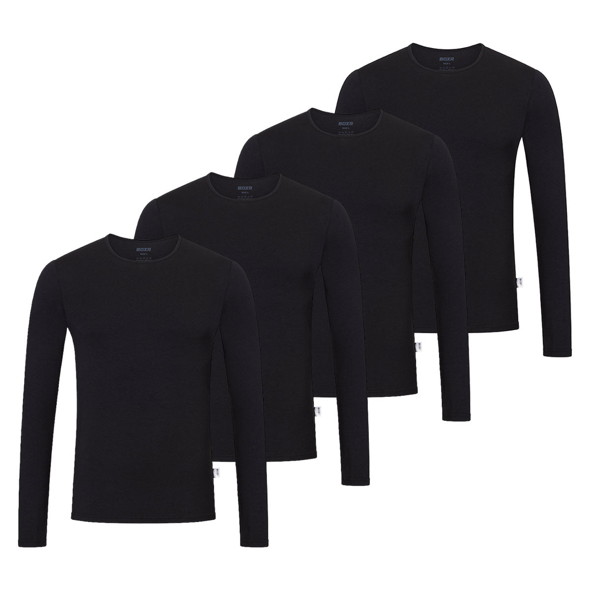 BOXR | Bamboe T-Shirt Longsleeve 4-Pack Zwart