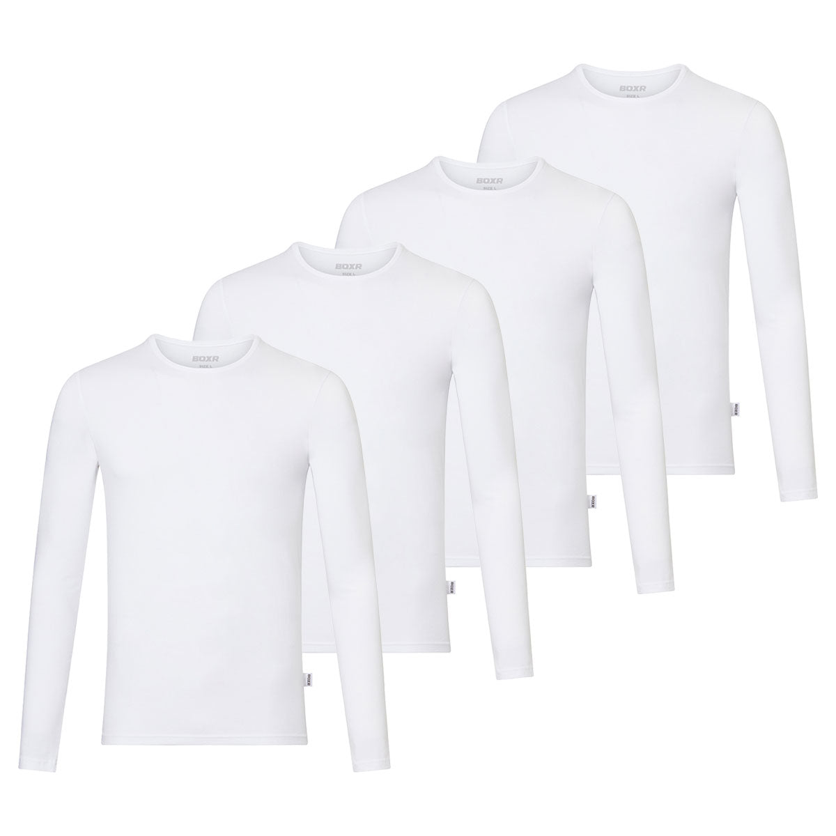 BOXR | Bamboe T-Shirt Longsleeve 4-Pack Wit