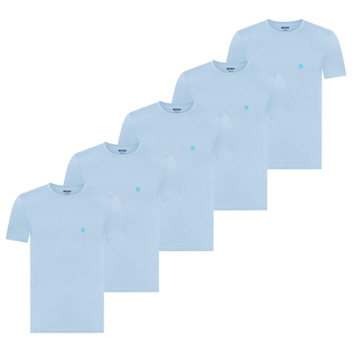 BOXR | Bamboe Casual T-Shirt 5-Pack Lichtblauw