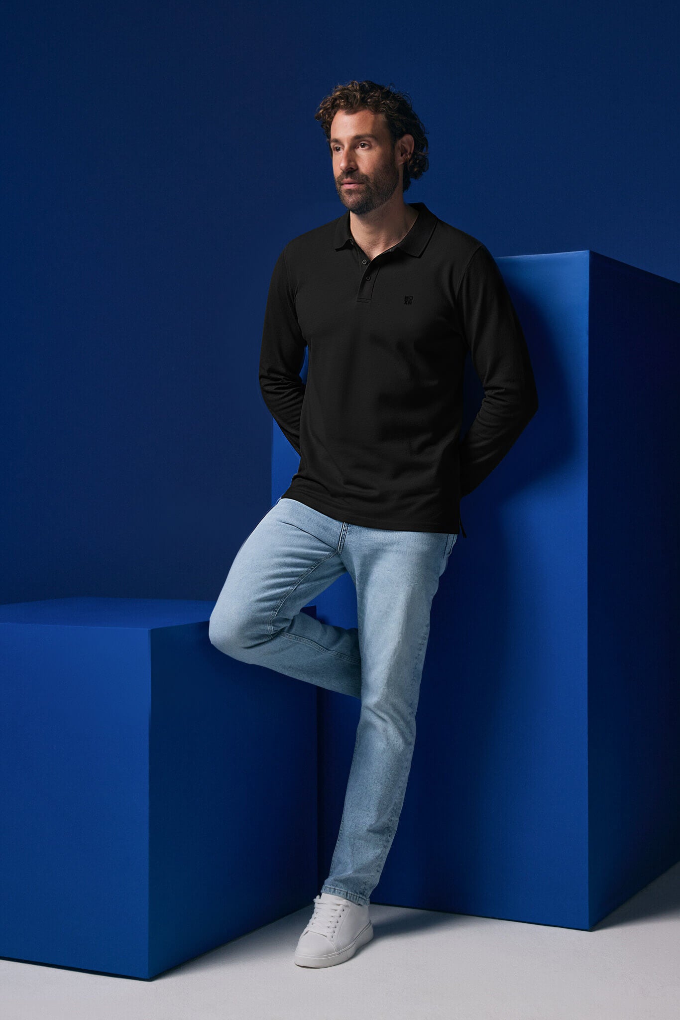 BOXR | Bamboe Longsleeve Polo - Zwart