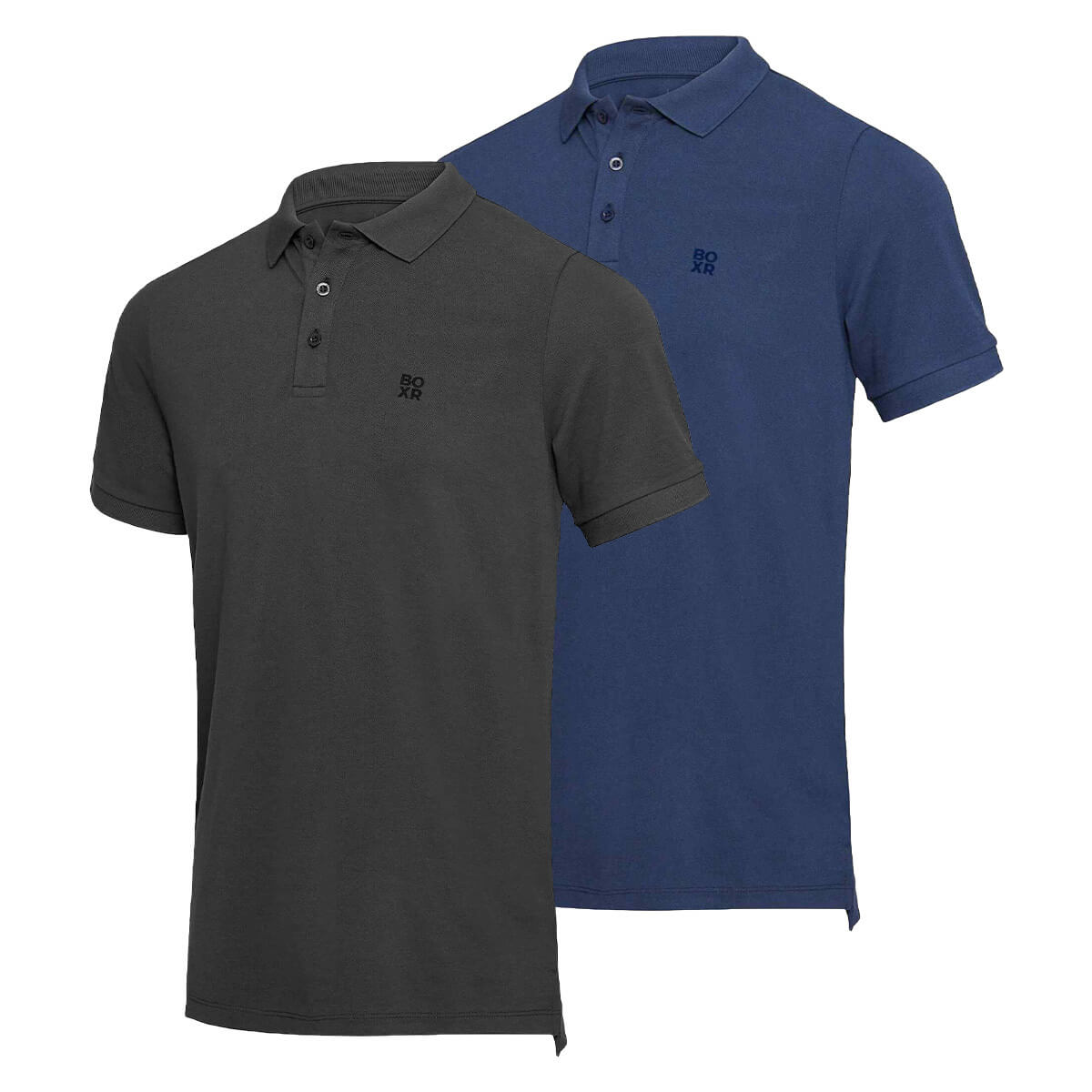 BOXR | Bamboe Polo 2-Pack Zwart & Marineblauw