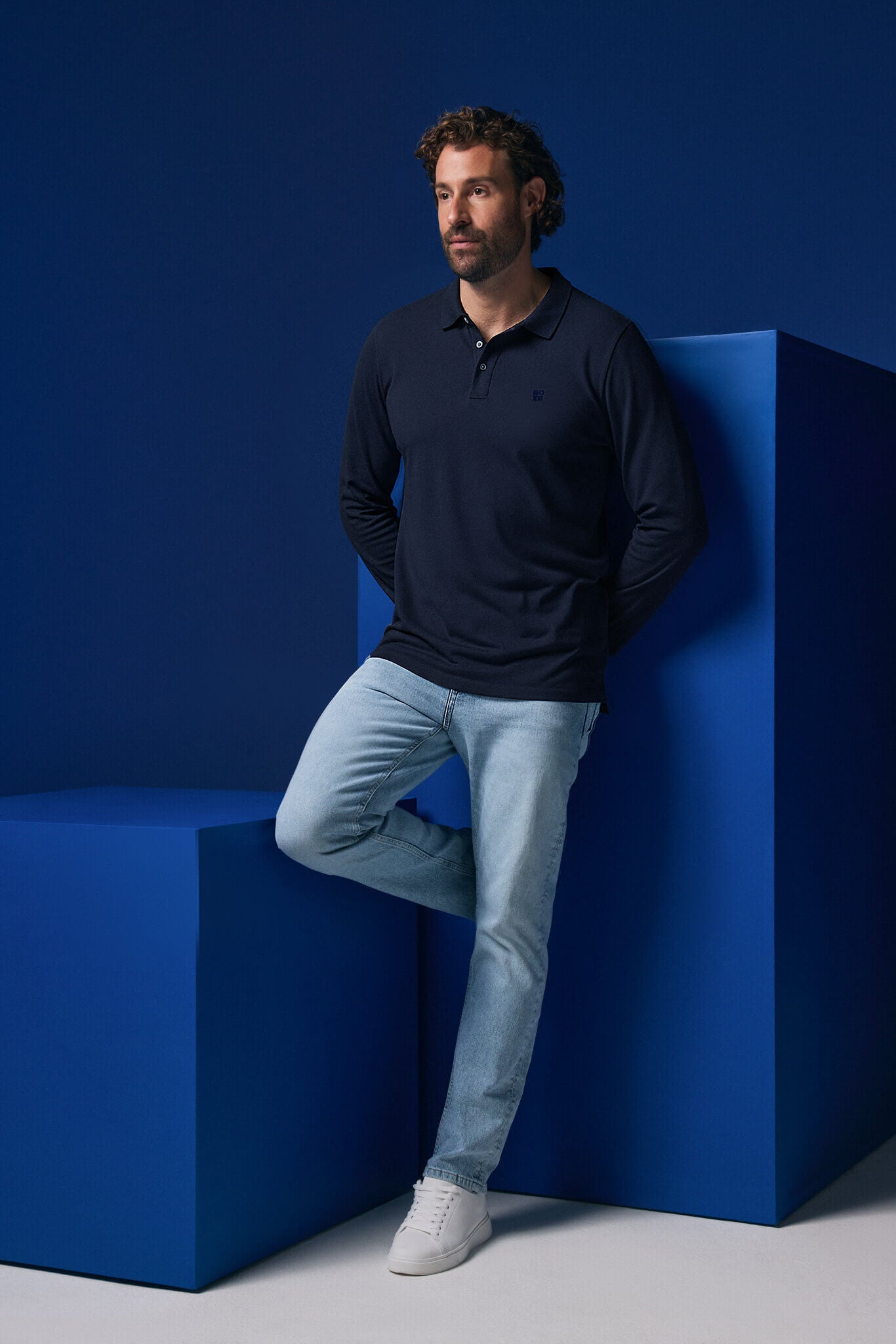 BOXR | Bamboe Longsleeve Polo - Marineblauw