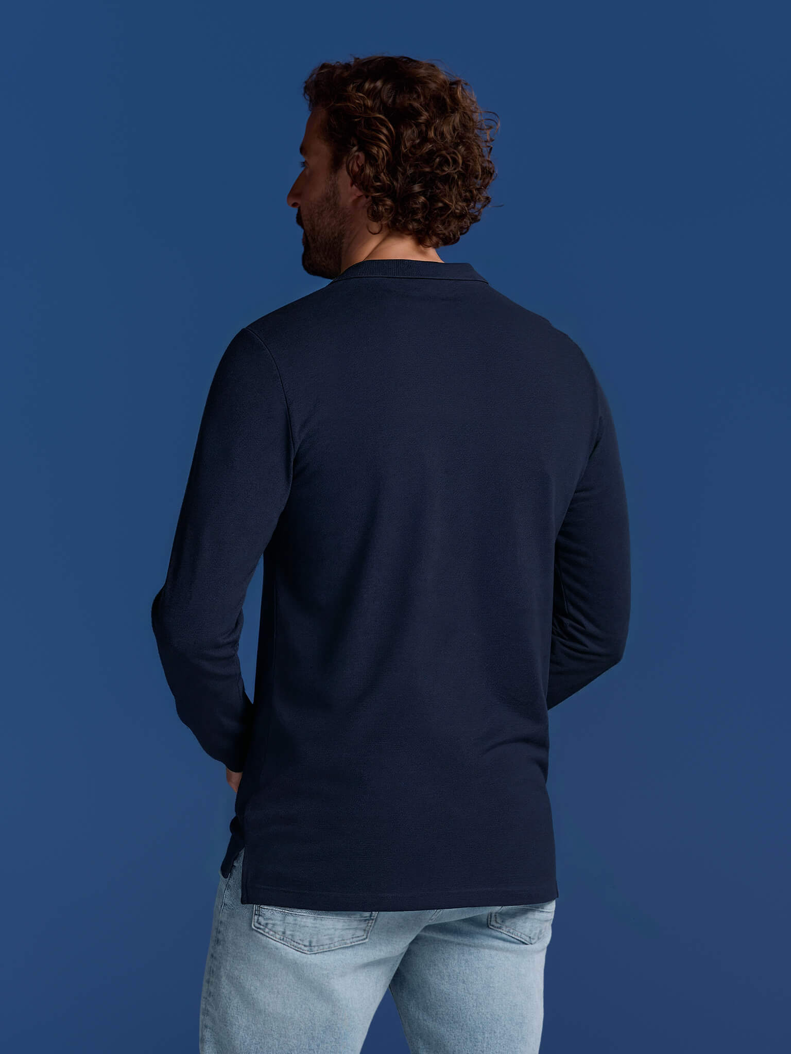 BOXR | Bamboe Longsleeve Polo - Marineblauw