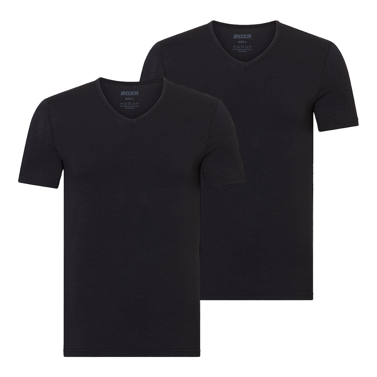 BOXR | Bamboe T-Shirt V-Neck 2-Pack Zwart
