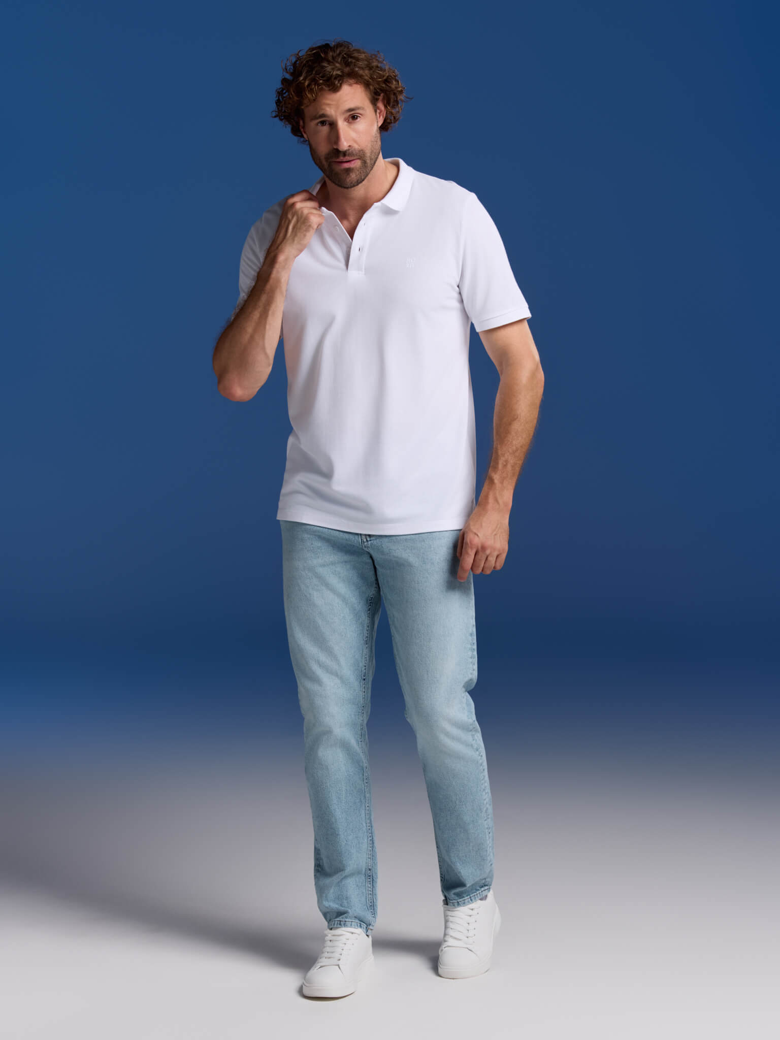 BOXR | Bamboe Polo 2-Pack Lichtblauw Melange & Wit