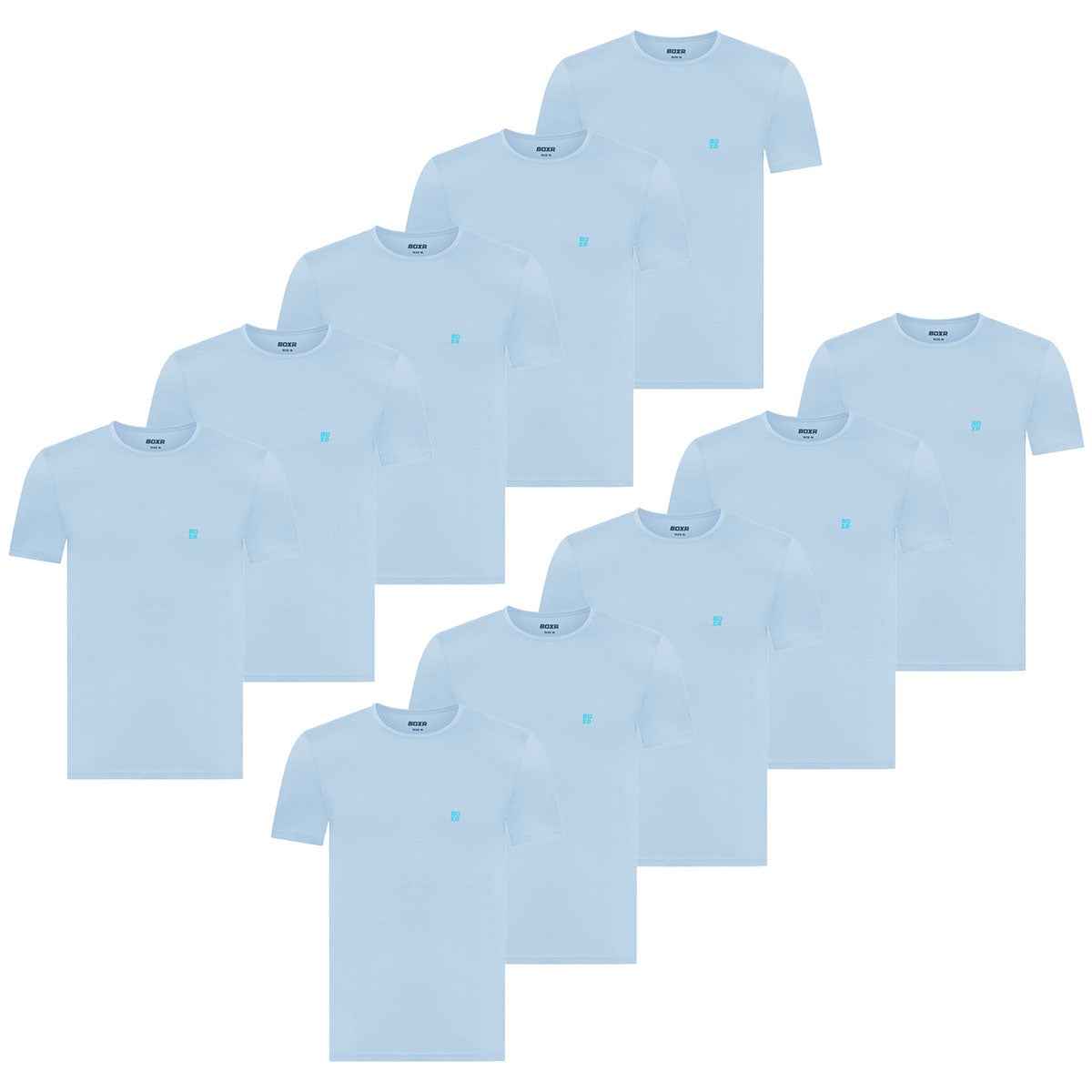 BOXR | Bamboe Casual T-Shirt 10-Pack Lichtblauw