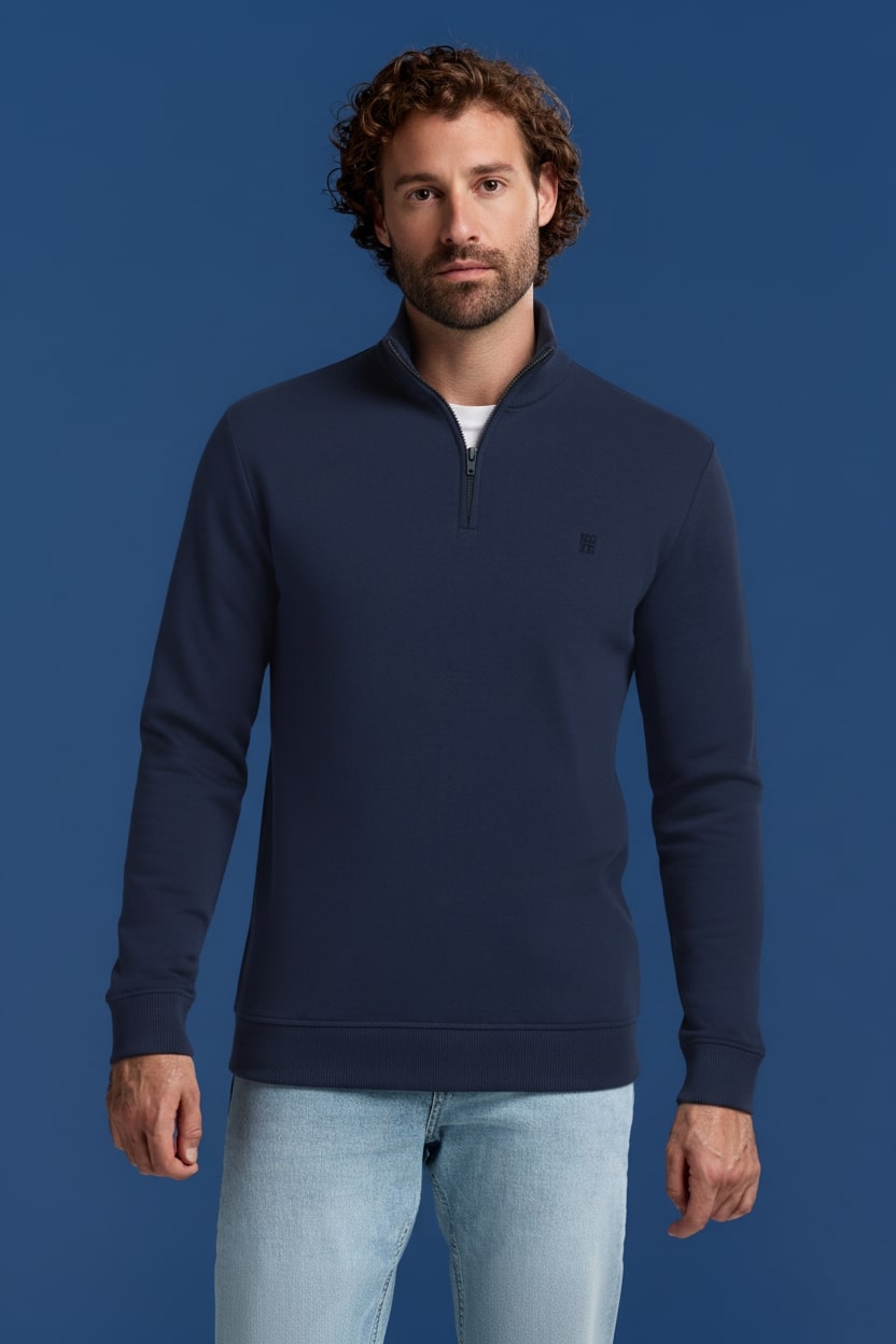 BOXR | Pullover Zipper Marineblauw