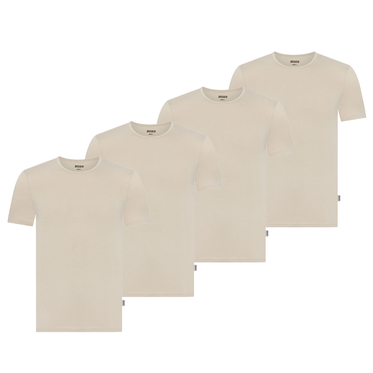 BOXR | Bamboe T-Shirt - 4-Pack - Khaki Beige