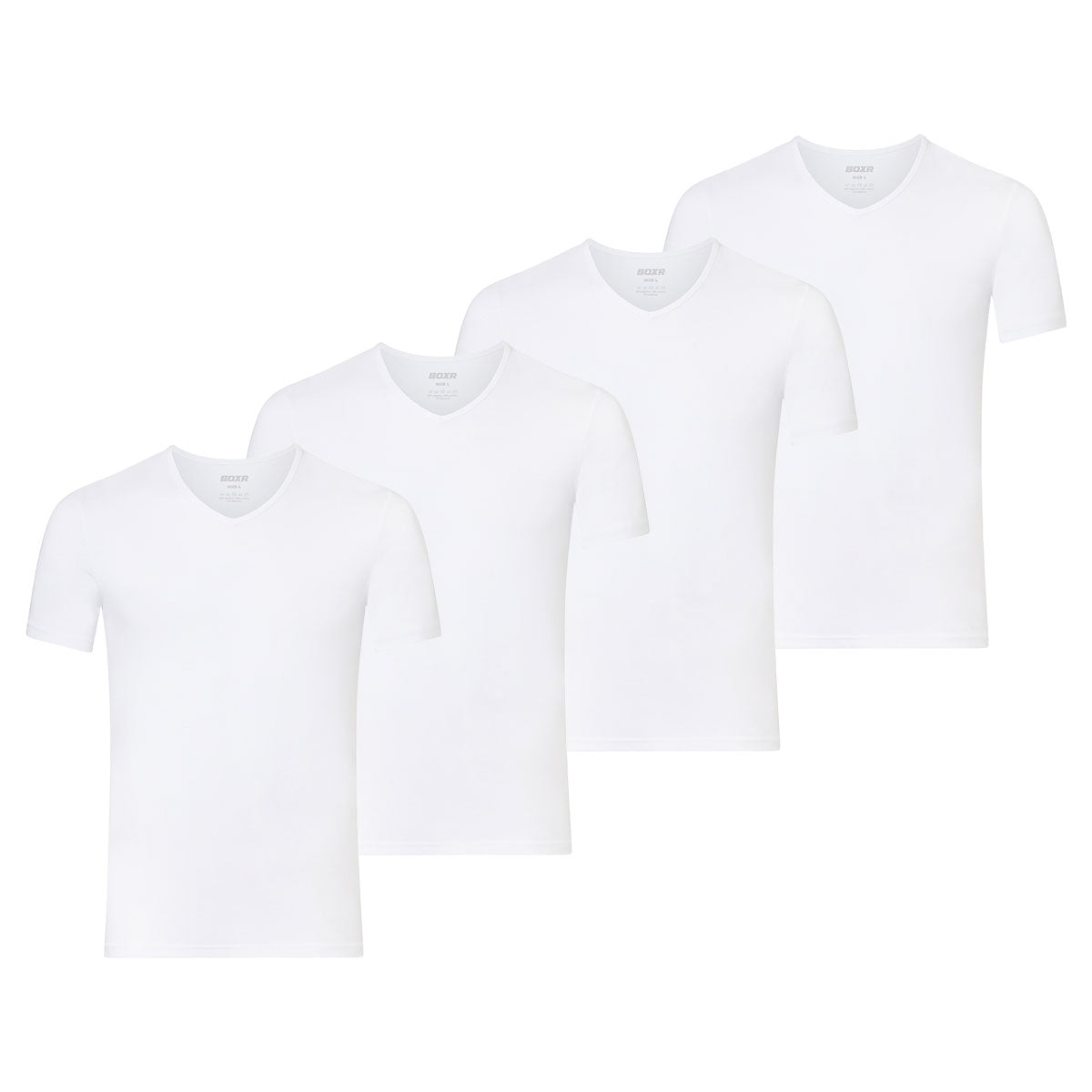 BOXR | Bamboe T-Shirt V-Neck 4-Pack Wit