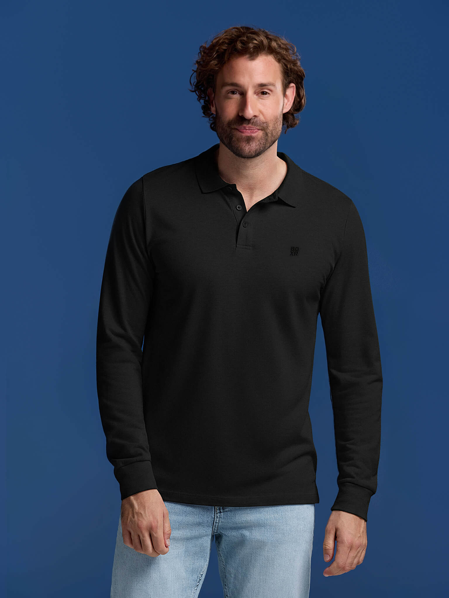 BOXR | Bamboe Longsleeve Polo - Zwart