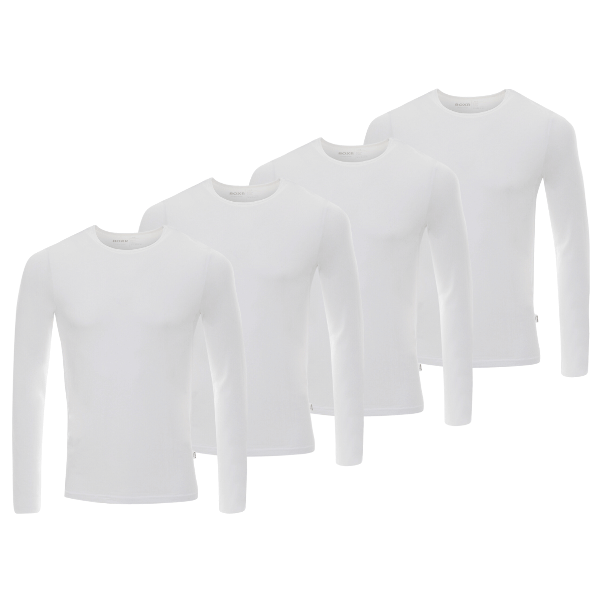 BOXR | Bamboe T-Shirt Longsleeve 4-Pack Wit