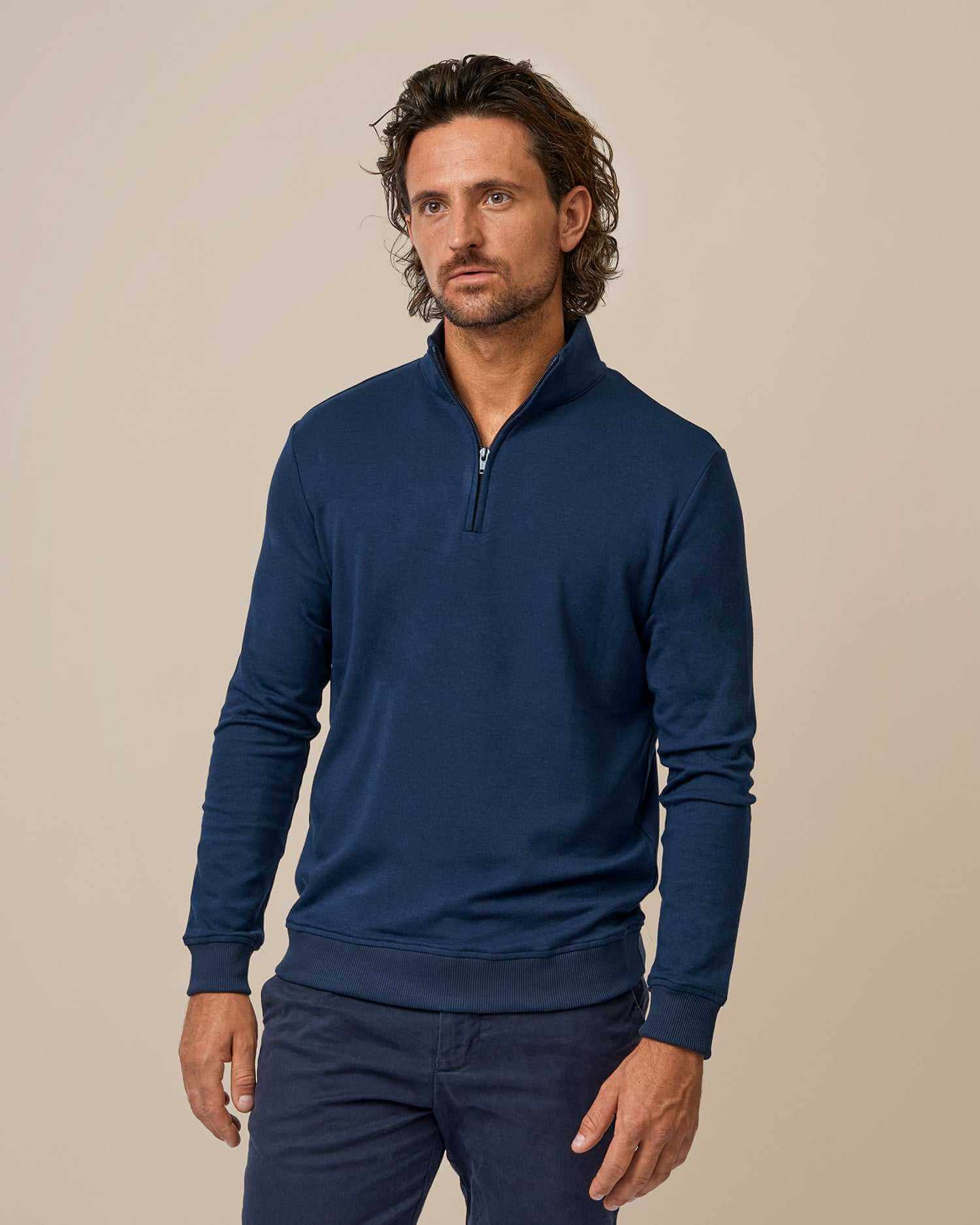 BOXR | Pullover Zipper Marineblauw