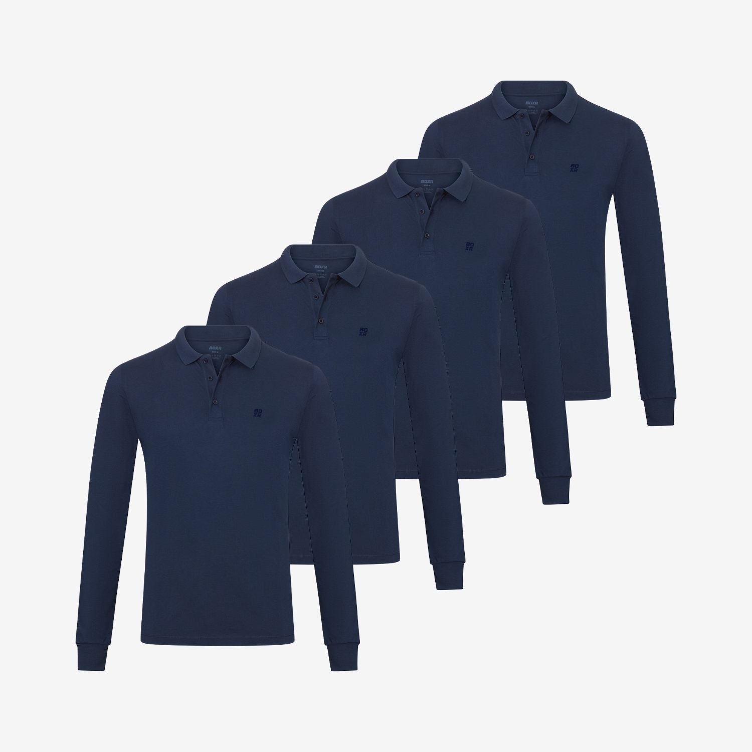 Bamboe polo's lange mouwen 4-Pack