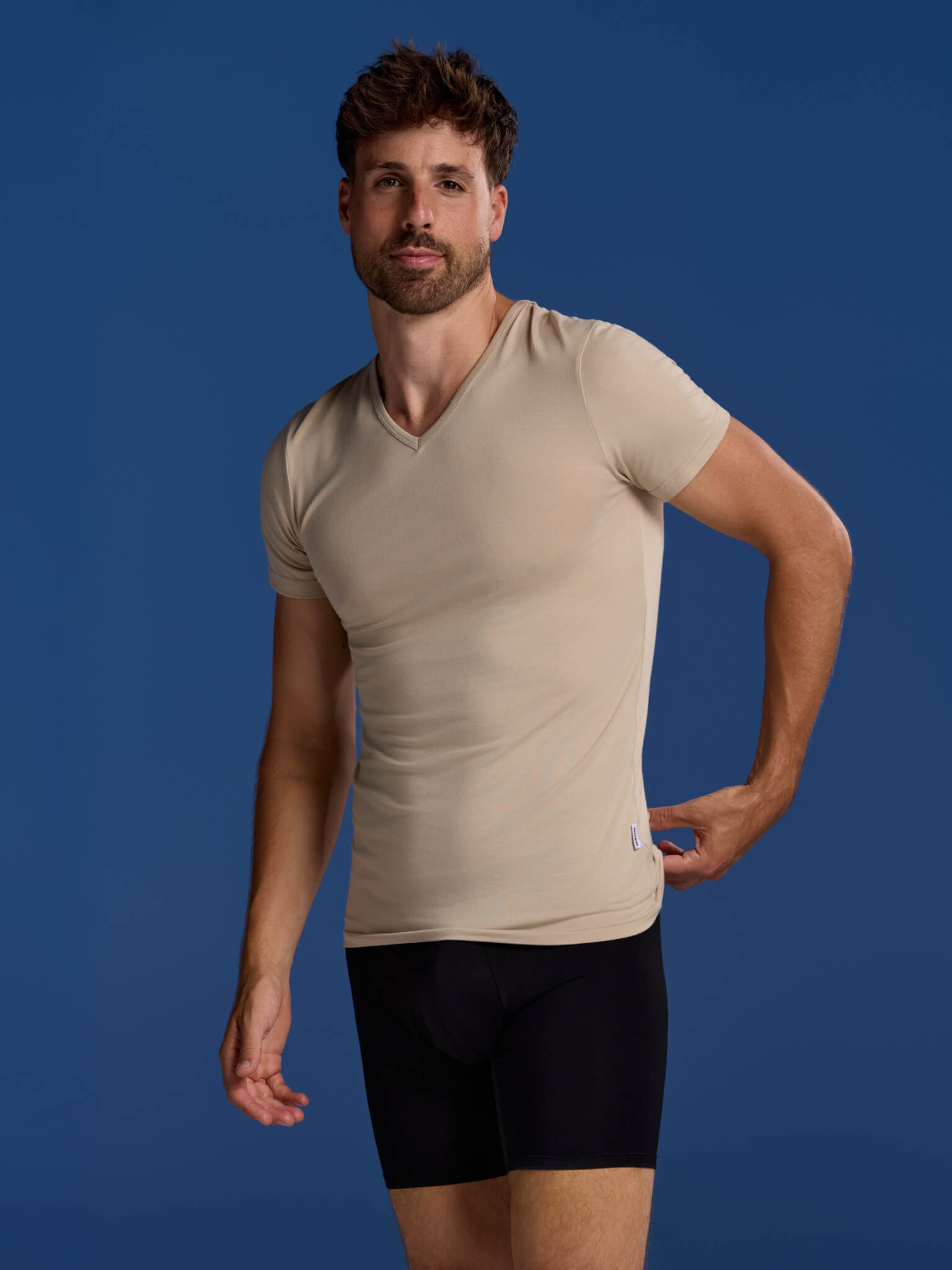BOXR | Bamboe T-Shirt V-Neck - 4-Pack - Khaki Beige