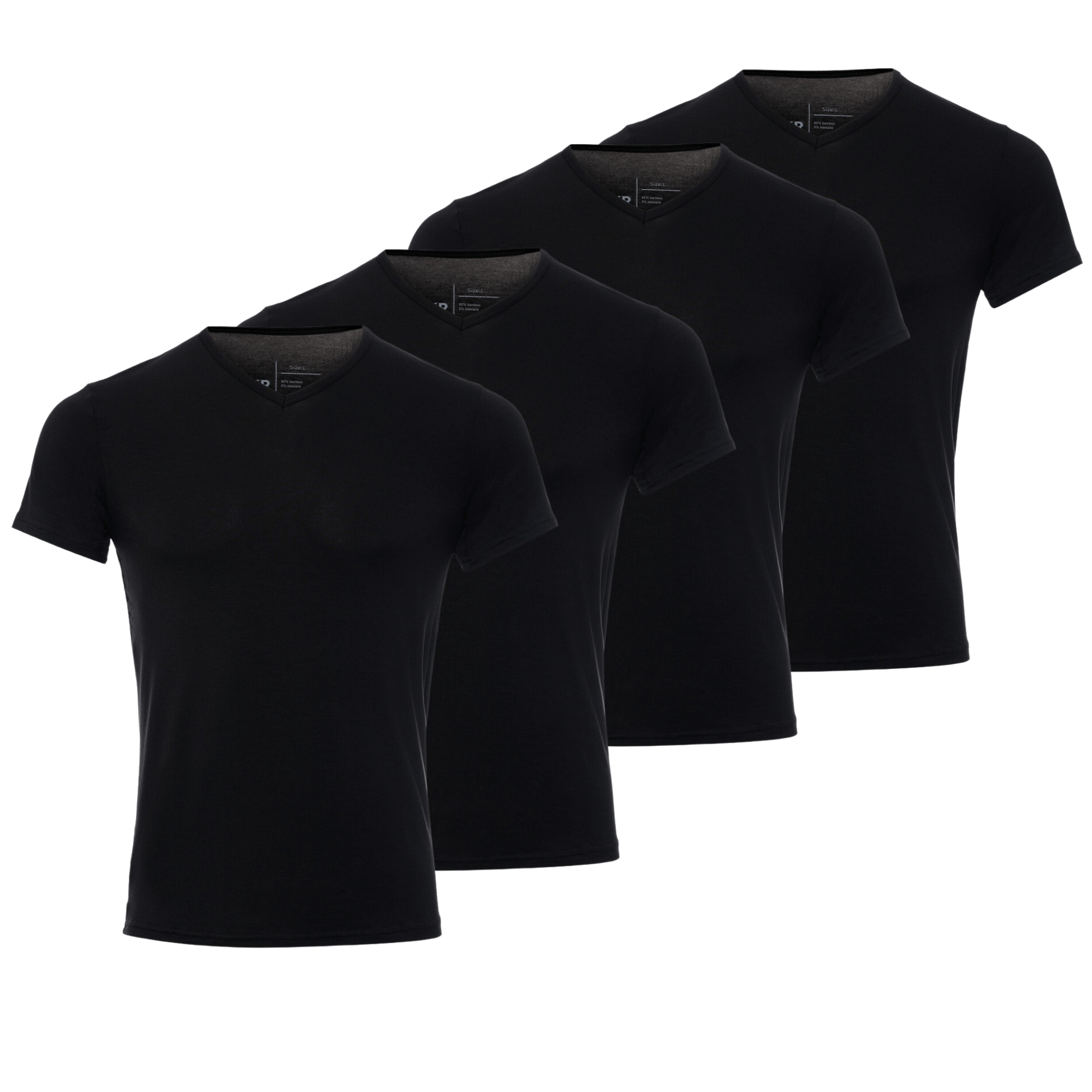 BOXR | Bamboo T-Shirt V-Neck 4-Pack Black